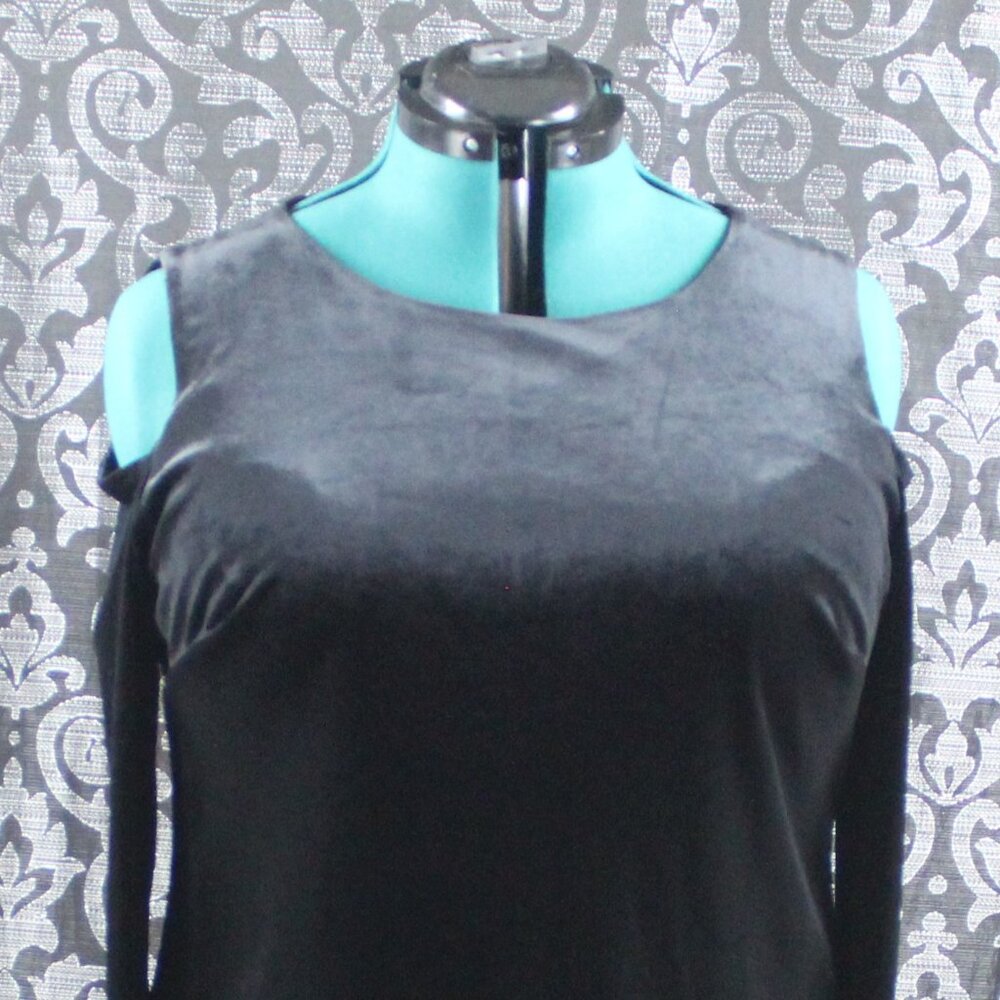 Boutique Velvet Velour Black Cold Shoulder Sheath Dress 1X